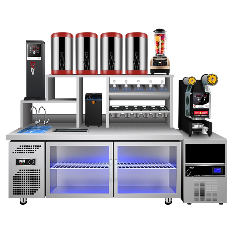 猛世奶茶店设备冷藏冷冻咖啡店全套贡茶台厨房工作台冰柜水吧台 热门套餐