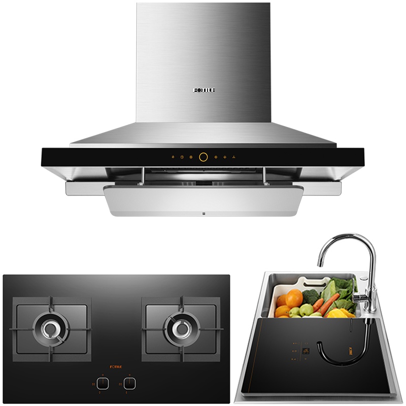 方太（FOTILE）欧式智能升降 触控式 排风量20立方云魔方油烟机燃气灶洗碗机EM72T.S+HC8BE +C3