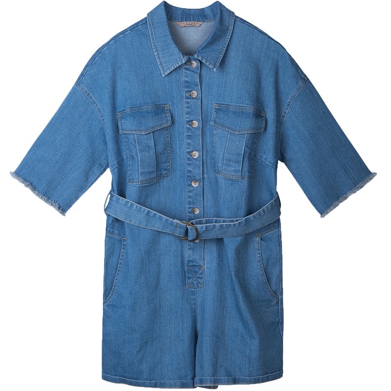 唐狮2019春夏装新款牛仔短裤女高腰韩版牛仔连体短裤宽松背带裤女