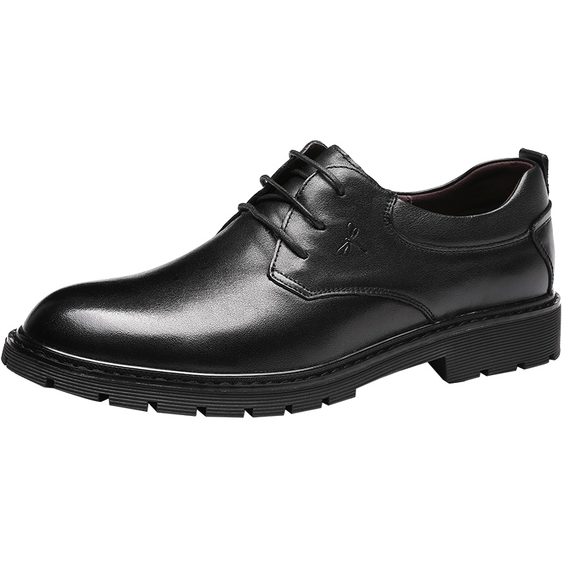 红蜻蜓男鞋复古大头皮鞋男韩版商务休闲鞋英伦男式系带真皮鞋子男