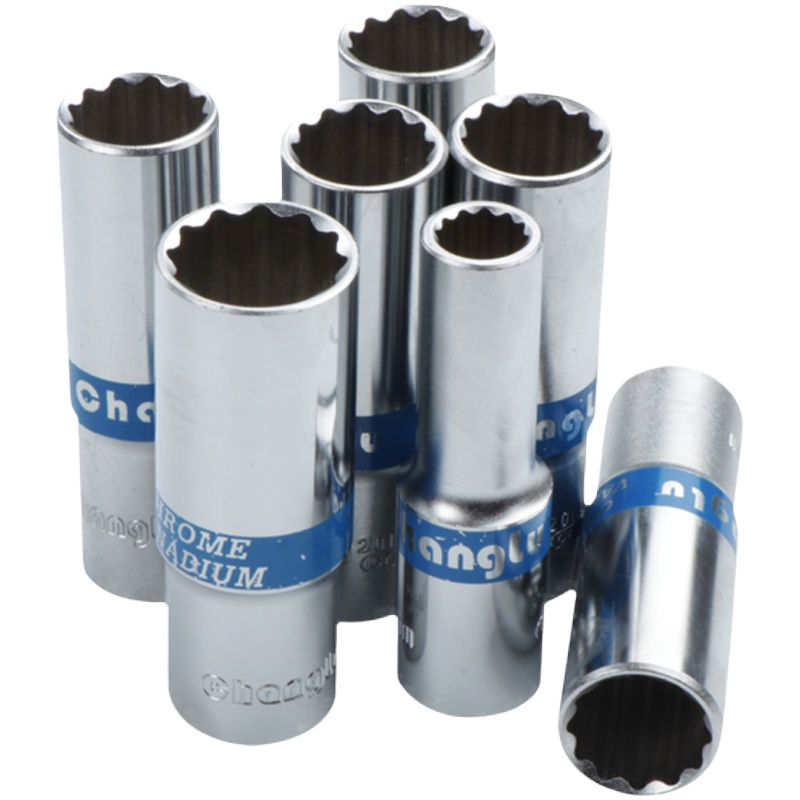 长鹿 12.5mm大飞1/2扳手花型十二角蓝带加长12角套筒头子加长套筒27mm