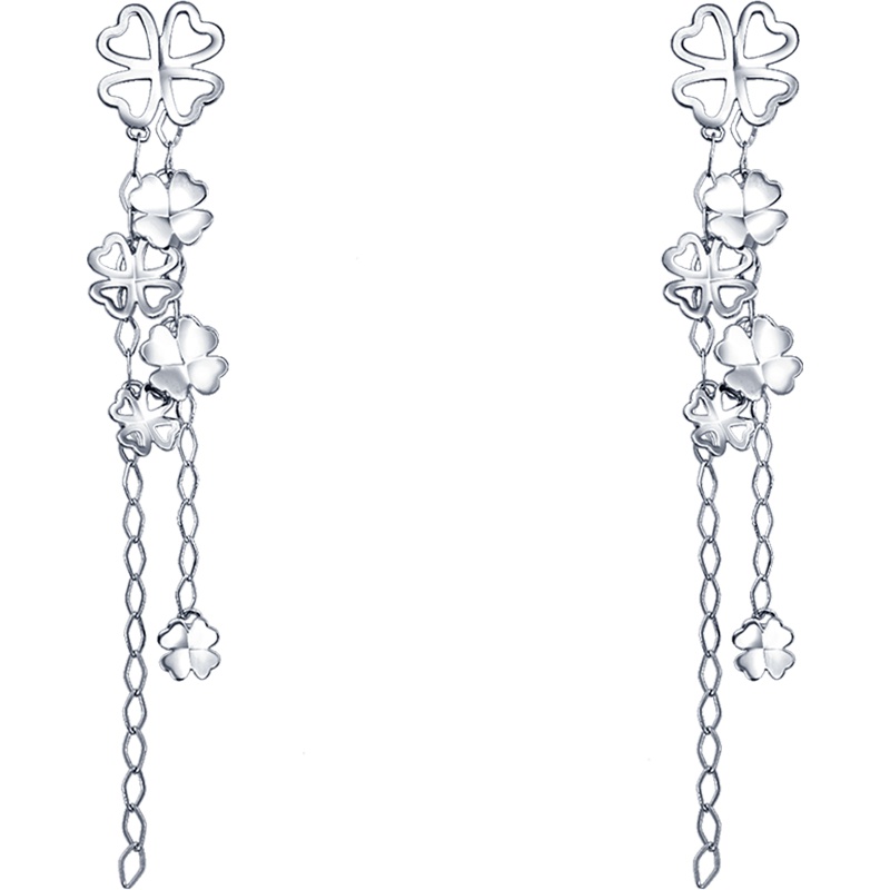 周生生(CHOW SANG SANG)Pt950心影四叶白金耳钉铂金耳环耳坠定价