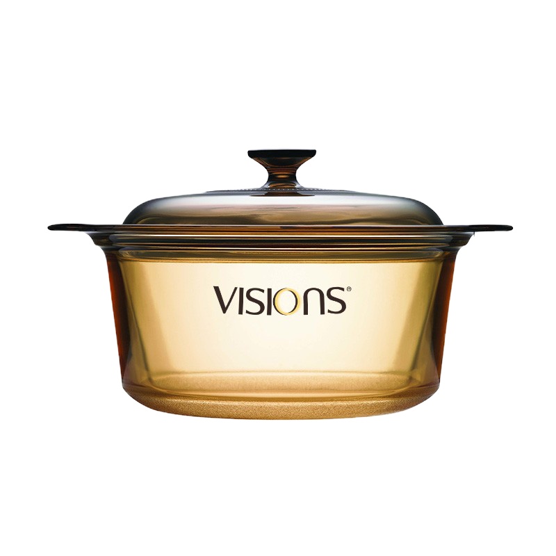 康宁(CORNING) 晶彩透明玻璃锅双耳汤锅炖煲单柄奶锅 3.5L浅汤锅 VSD35