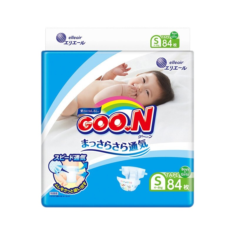 大王维E纸尿裤S84(4-8kg) 新生宝宝婴儿尿不湿 男女孩通用 初生号 日本原产 持久干爽