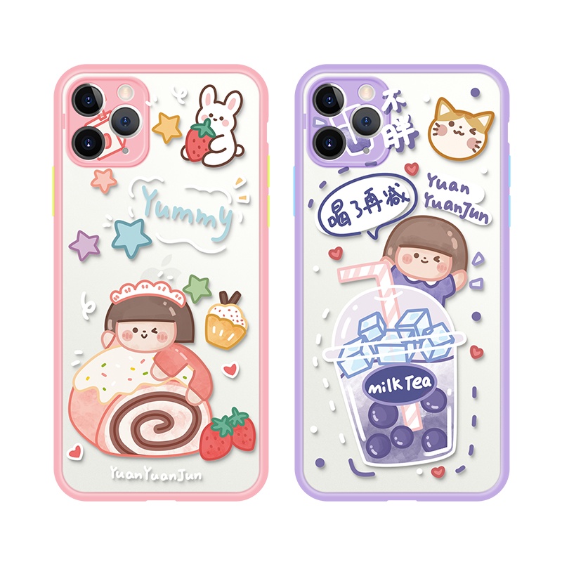 圆圆君不胖奶茶苹果11手机壳iPhonex透明12软xr硅胶8plus卡通11p