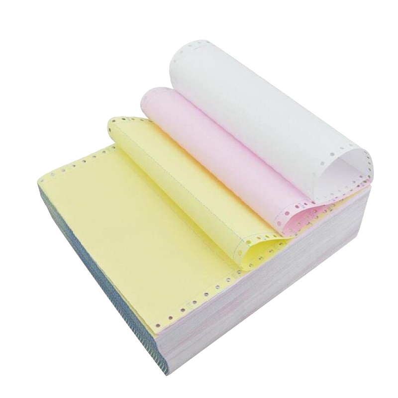 得力deli电脑打印纸241-3-2连续针式打印纸 三联3层2等份打印发货单可撕边足1000页