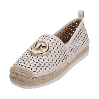 迈克·科尔斯 MICHAEL KORS 女士 皮革镂空渔夫鞋麻编鞋平底鞋40S1LNFP2L
