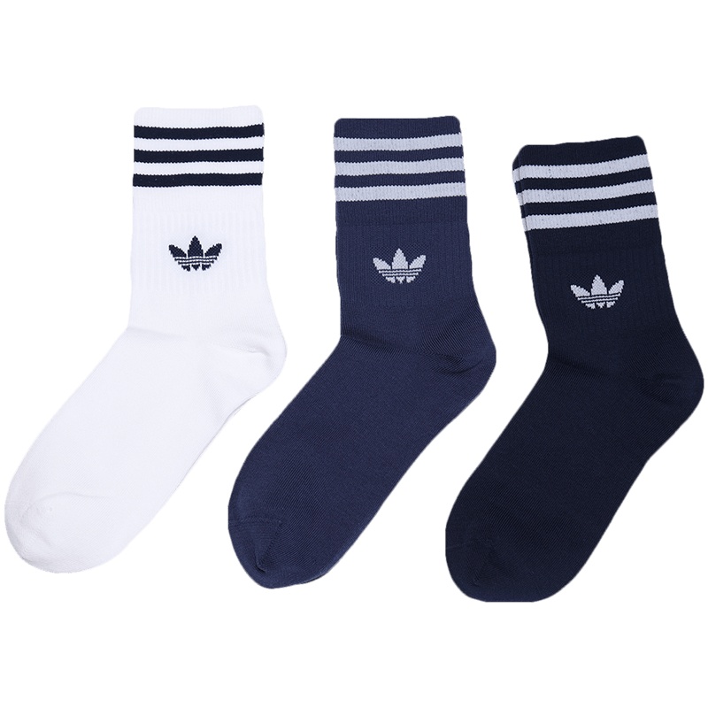adidas阿迪达斯三叶草男袜女袜三双装运动袜休闲袜子FM0637
