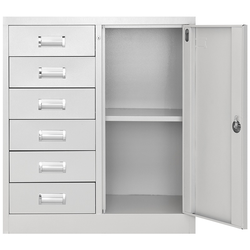 迪欧 DIOUS 储物柜 资料柜 文件柜 凭证柜 钢制铁皮柜 亚光灰色 带锁 小六斗柜