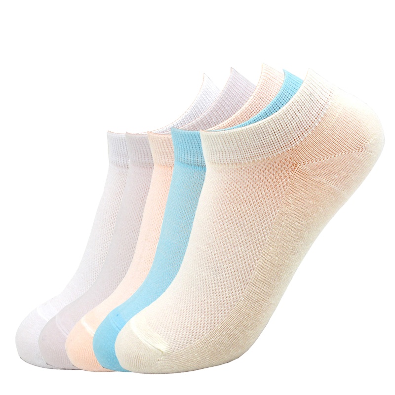 浪莎船袜女士袜子新品薄款夏季精梳棉隐形网眼短袜 5双装 均码