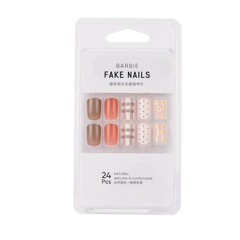 名创优品 (miniso) 芭比无痕指甲片美甲贴片贴纸ins 24片装[浪漫少女]