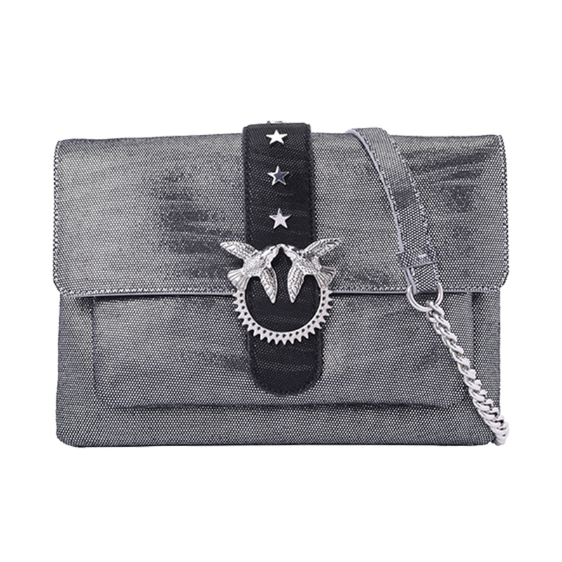 Pinko/品高 女士银色皮质金属光泽斑马纹斜挎包单肩包 1P218G Y51R ZZF