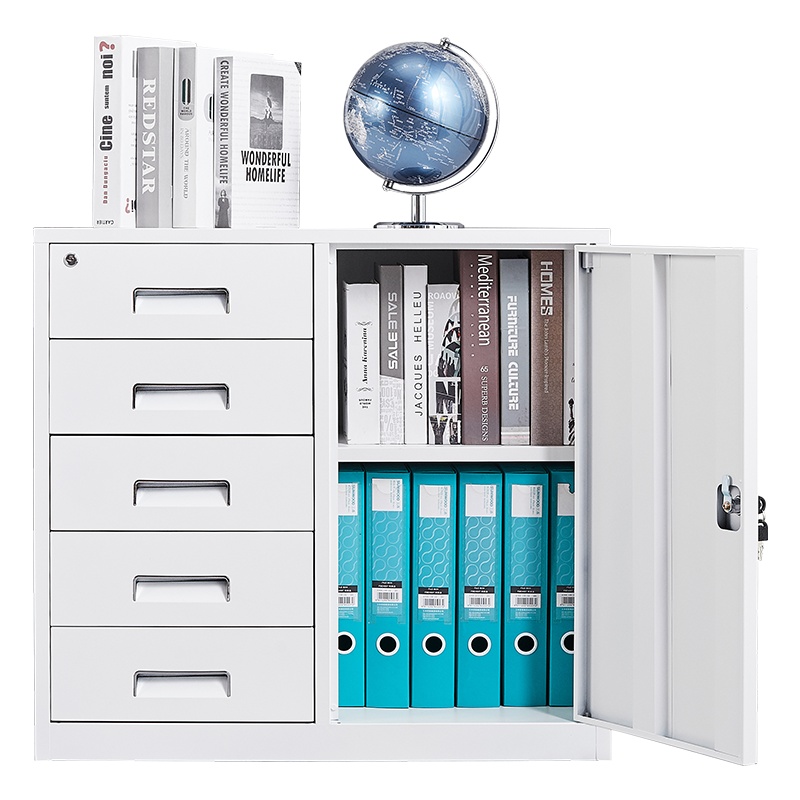 永格白色办公文件柜钢制铁皮柜资料抽屉储物柜收纳小柜子带锁档案柜矮柜