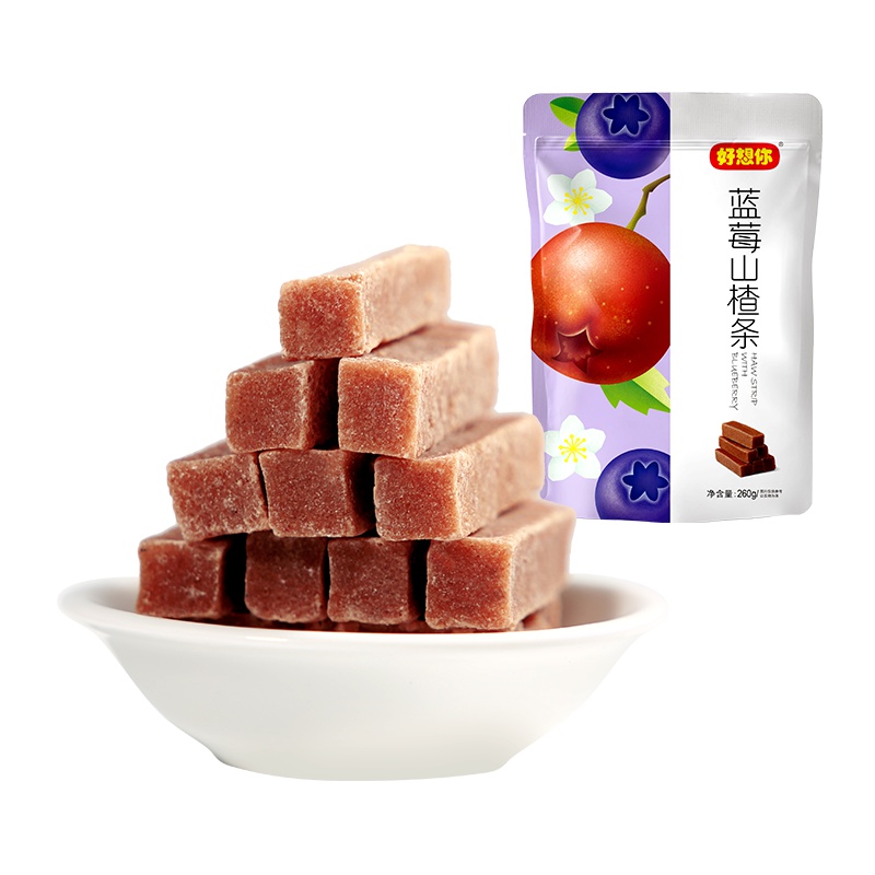[好想你_蓝莓山楂条260g*3袋]零食特产果丹皮蜜饯果脯山楂球