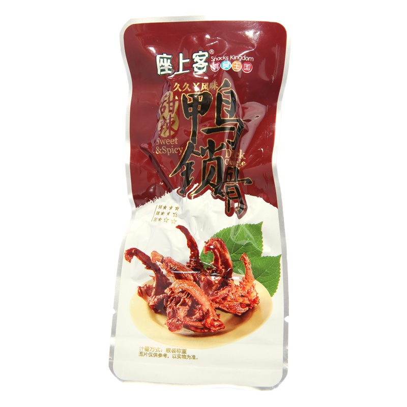 [座上客 甜辣鸭锁骨6小袋*3]美食特产鸭架熟办公室休闲零食约230g*3