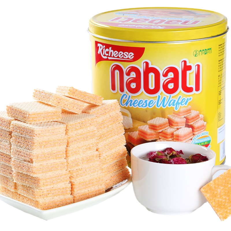 印尼进口丽芝士nabati纳宝帝奶酪味威化饼干350g*2桶芝士桶装网红零食