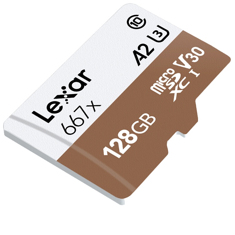 雷克沙(Lexar)128GB TF(MicroSD)存储卡C10 U3 V30 A2读100MB/s稳定不掉速667X