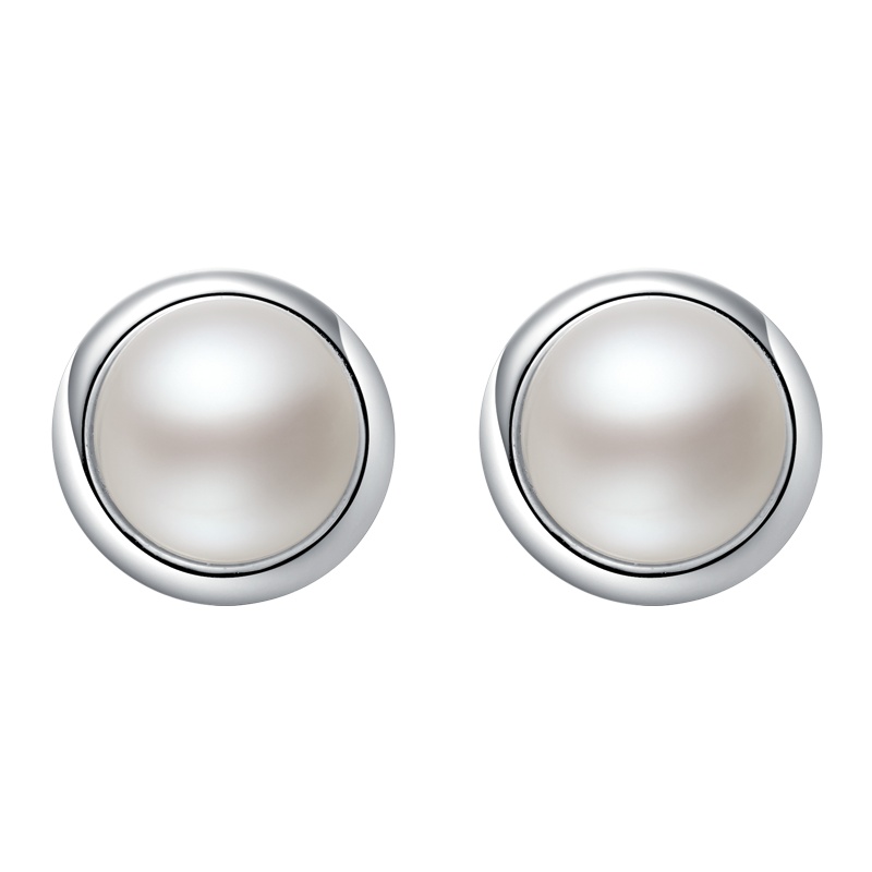 周大福简约时尚925银珍珠耳钉 AQ32800