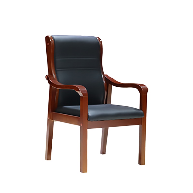 暖图家具 现代会议椅实木办公室职员培训椅带靠背皮质NT-107BGY型
