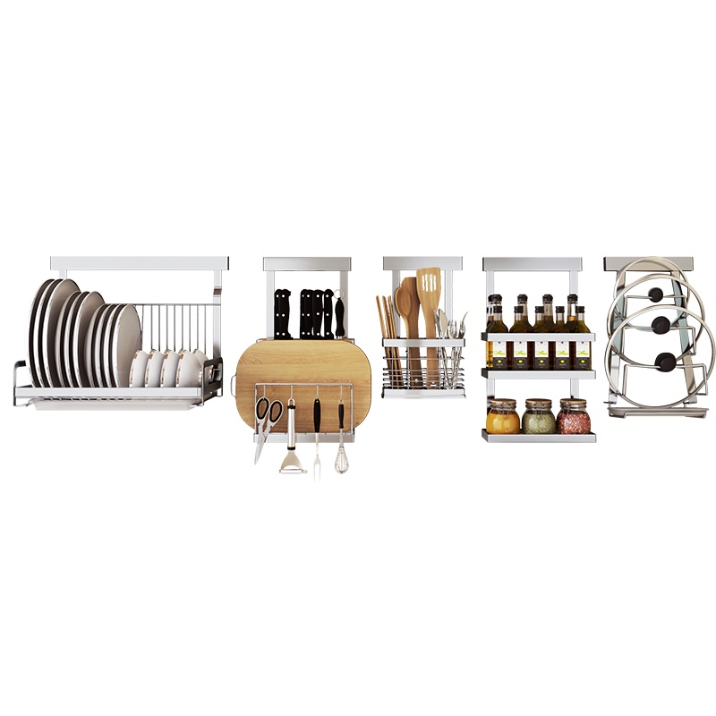 家佰利(jiabaili)304不锈钢厨房置物架 壁挂 免打孔 刀架碗架沥水架调料调味收纳架 筷子筒厨房用品