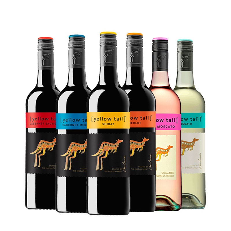 Yellow Tail/黄尾袋鼠红白葡萄酒西拉红酒混合装750ml*6支装 澳大利亚进口