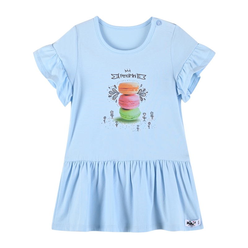 铅笔俱乐部童装小童短袖连衣裙荷叶袖夏装2022女童裙子韩版