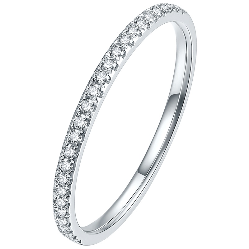 周六福18k金钻石戒指女璀璨求婚群镶碎钻排钻叠戴官方旗舰店正品KGDB020987