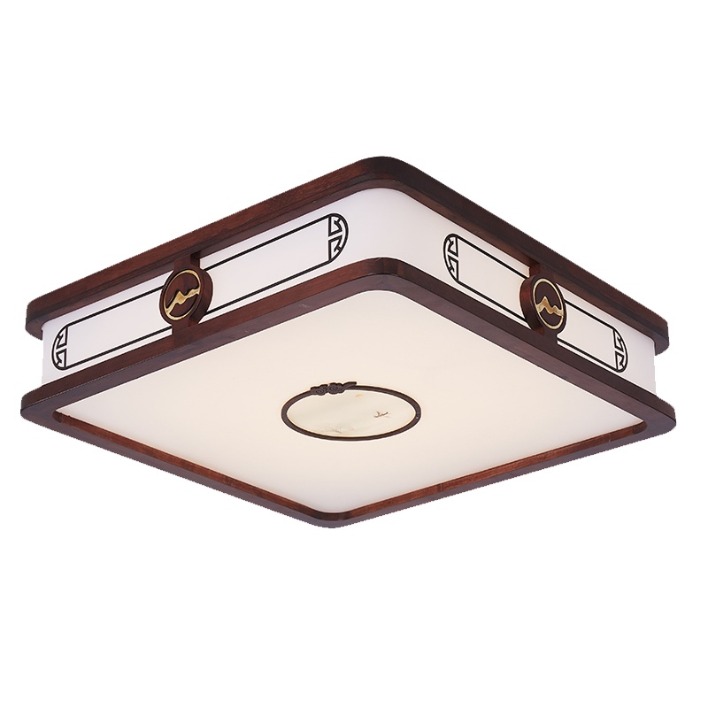 华阁 中式客厅吸顶灯中国风LED大气实木海棠木长方形餐厅卧室书房灯具8853