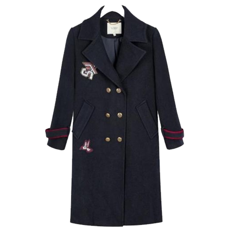 拉夏贝尔旗下拉贝缇秋冬女士女韩版学生中长款复古过膝外套加厚羊毛妮子大衣60005680