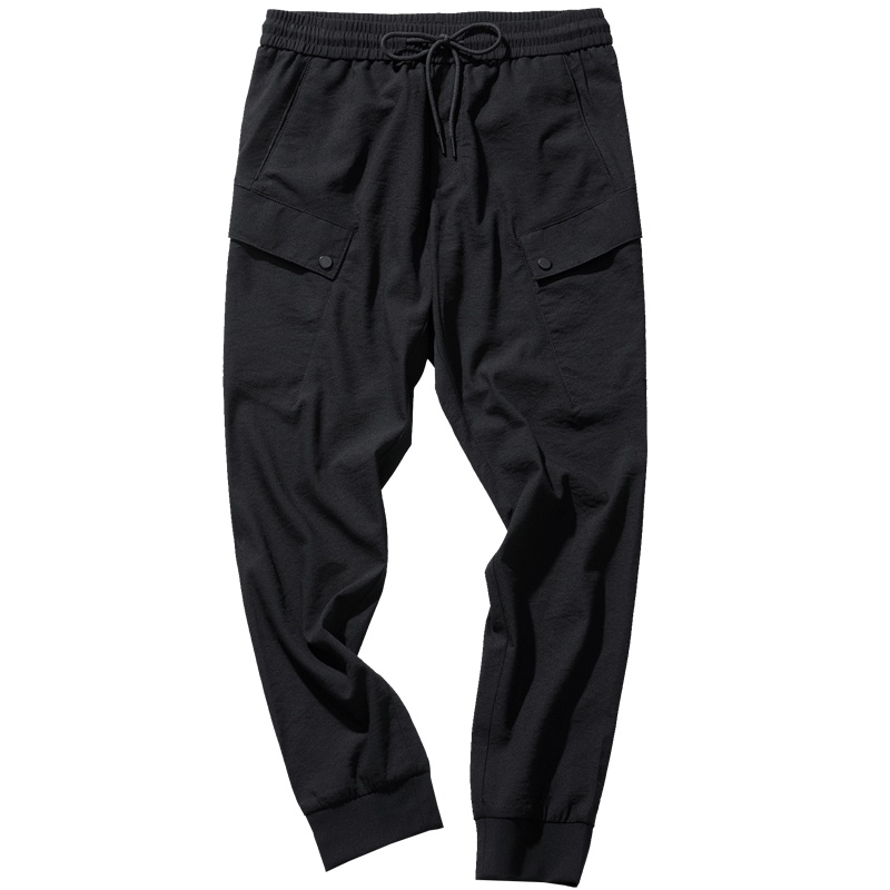 千纸鹤男装休闲裤2019夏季新款时尚潮流松紧腰宽松九分裤子90138