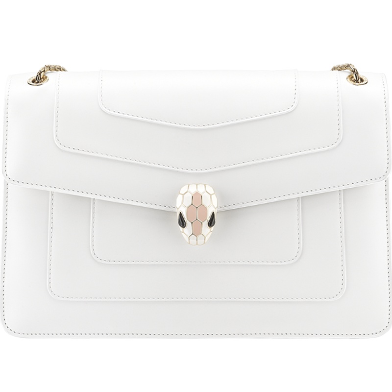 宝格丽BVLGARI Serpenti Forever 链条包中号 经典蛇头光面皮 女士手提包