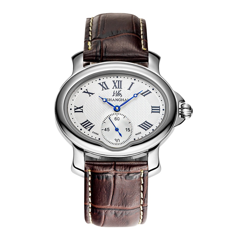 上海手表上海牌手表复古女士椭圆形表盘全自动机械机芯头层小牛皮表带手表国潮手表3056