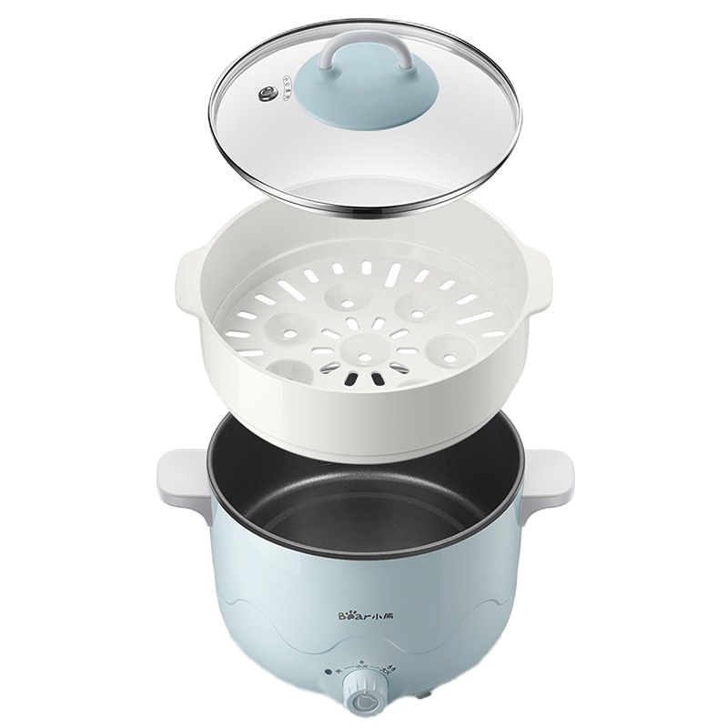 小熊(bear)电煮锅2.5L小电锅多功能电炒锅电煮锅宿舍煮面锅迷你电热锅DRG-C18N5带蒸笼