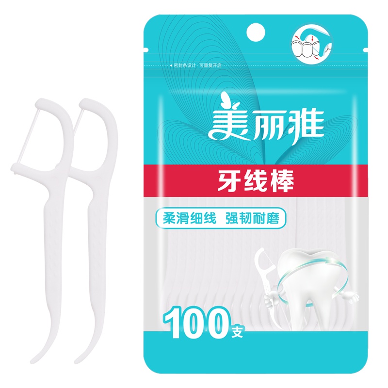 美丽雅 一次性细滑牙线棒100支装