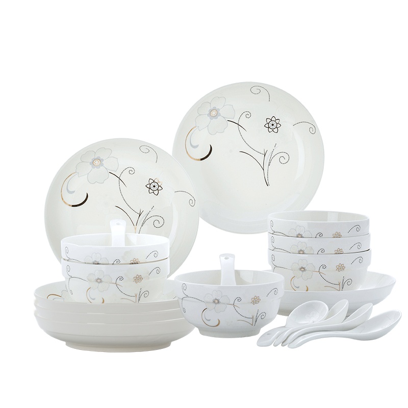 富昱景 碗碟套装景德镇家用陶瓷餐具套装碗盘北欧碗盘18件礼盒装