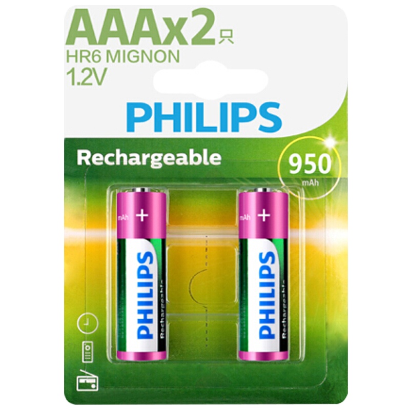 飞利浦7号镍氢充电电池 950毫安(2粒卡装)