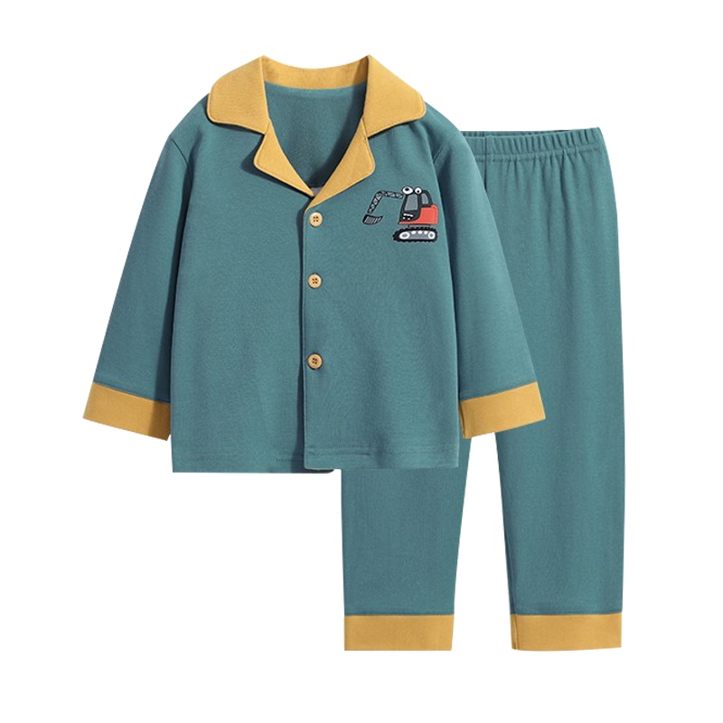 猫人[翻领开衫]儿童家居服秋季长袖套装男童睡衣