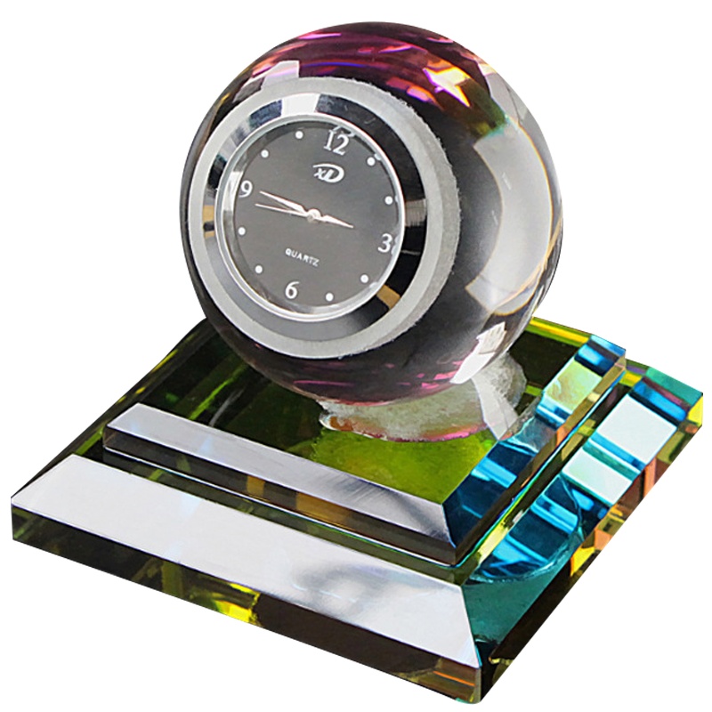 淘尔杰TAOERJ汽车水晶香水座水晶球带钟表汽车香水座汽车创意摆件[黑色款]