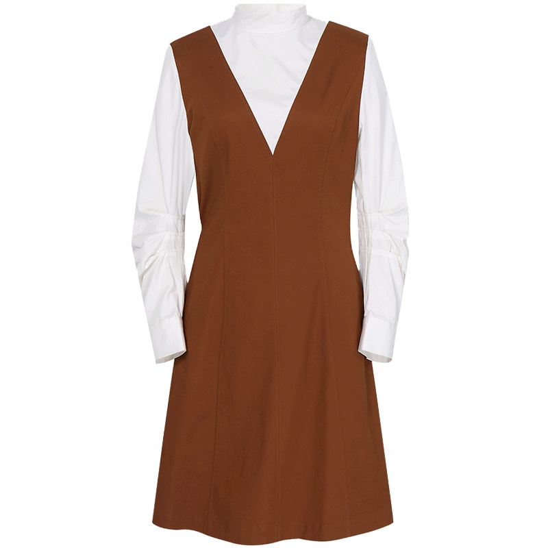 【商场同款】伊芙丽秋冬新款韩版时尚假两件法国小众连衣裙女