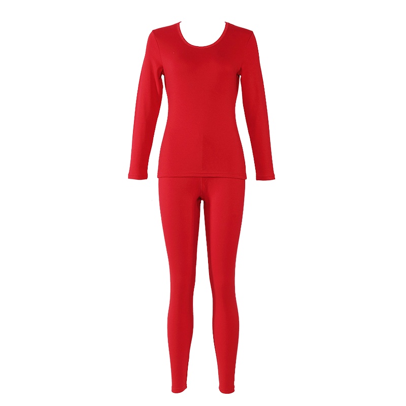 都市丽人性感纯色美体塑形条型印纹圆领女士保暖套装2W7315