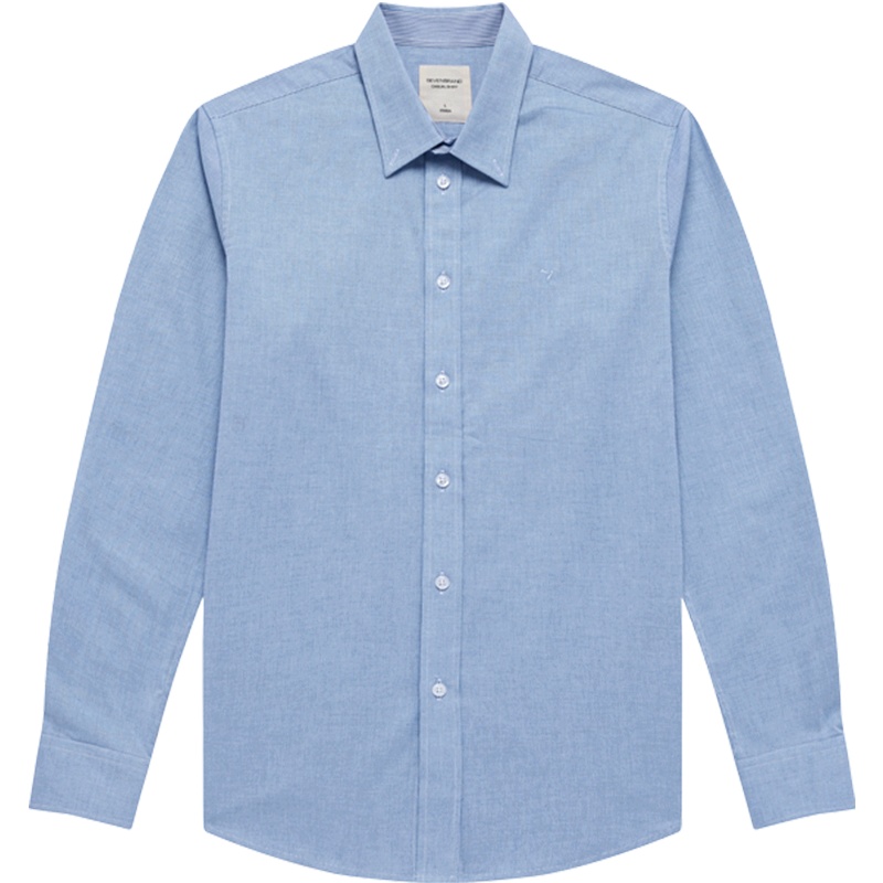 柒牌SEVEN男装商务休闲长袖衬衫纯棉时尚纯色男士翻领衬衣