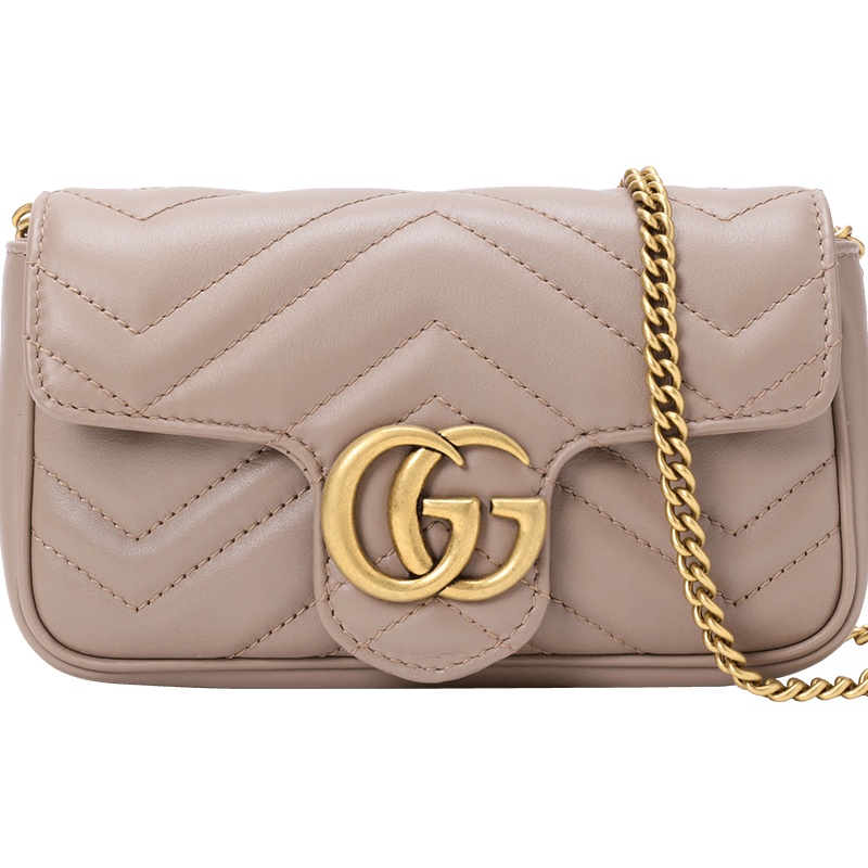 GUCCI 古驰 GG MARMONT 单肩包 斜挎包 链条包超迷你 双G饰扣绗缝皮476433金扣
