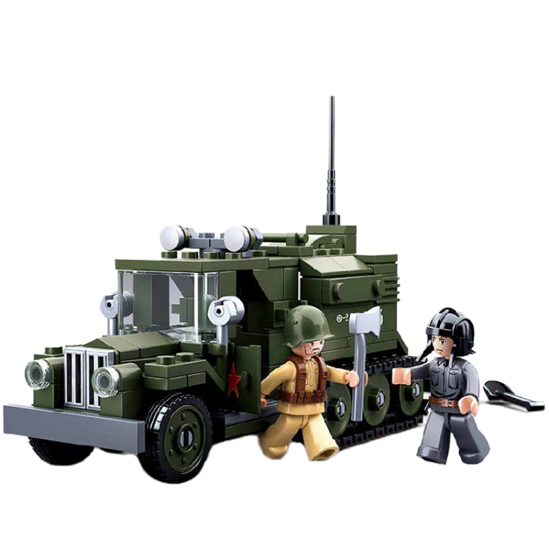 兼容乐高二战德国步兵坦克履带式装甲车打仗场景军事拼装积木玩具 B0687SU-85坦克送1盒积木+拆
