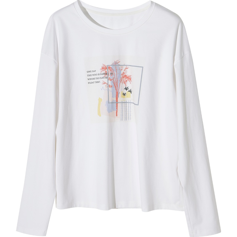 娅丽达女装长袖T恤女2019秋季新款圆领宽松韩版秋衣内搭打底衫I7022