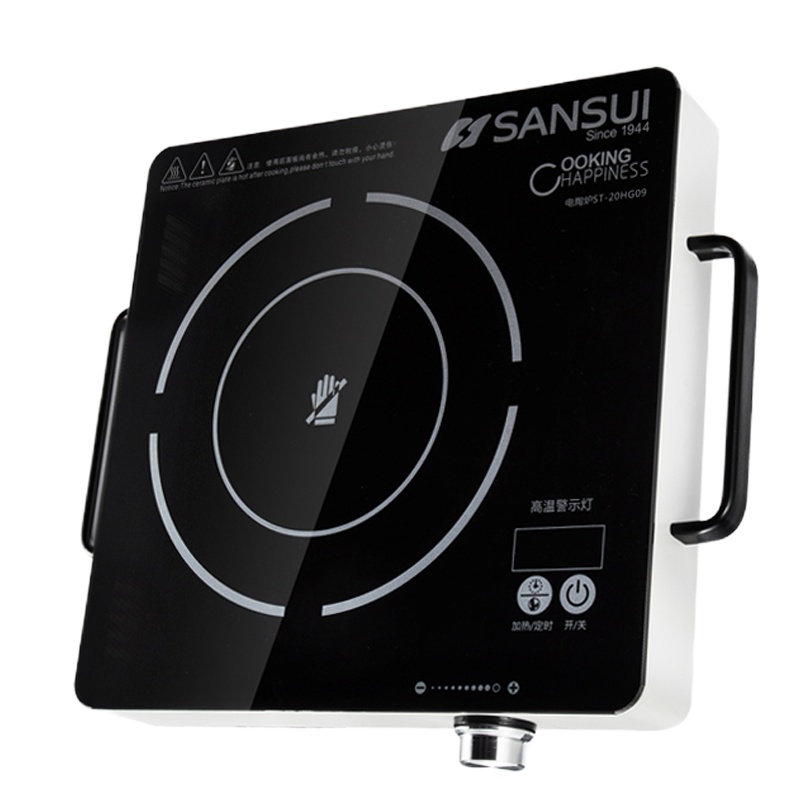 山水 电陶炉DTL-20A 双手柄无级变速旋钮四位数码磨砂面黑晶面板