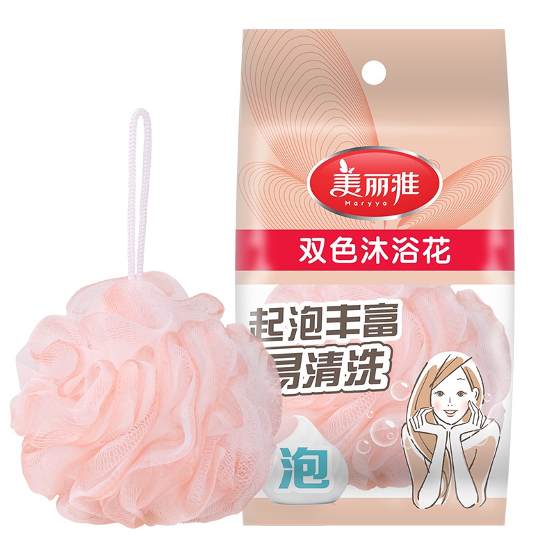 美丽雅 沐浴球浴花 家用洗澡柔软起泡丰富 双色沐浴花1只入