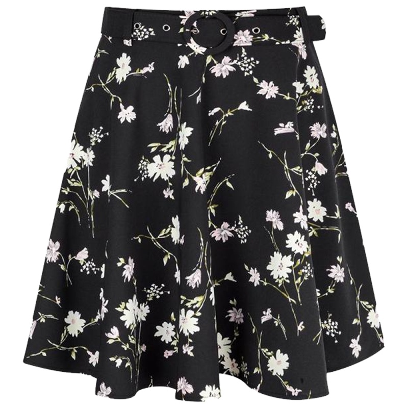 【热卖】高腰碎花半身裙拉夏贝尔秋冬新款印花收腰a字裙松紧腰短裙女士10015489