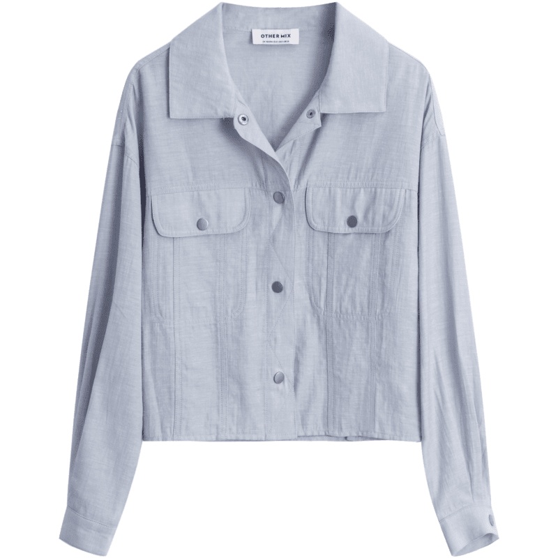 OtherMix工装风小外套2021年夏季新款设计感宽松长袖薄衬衫上衣女