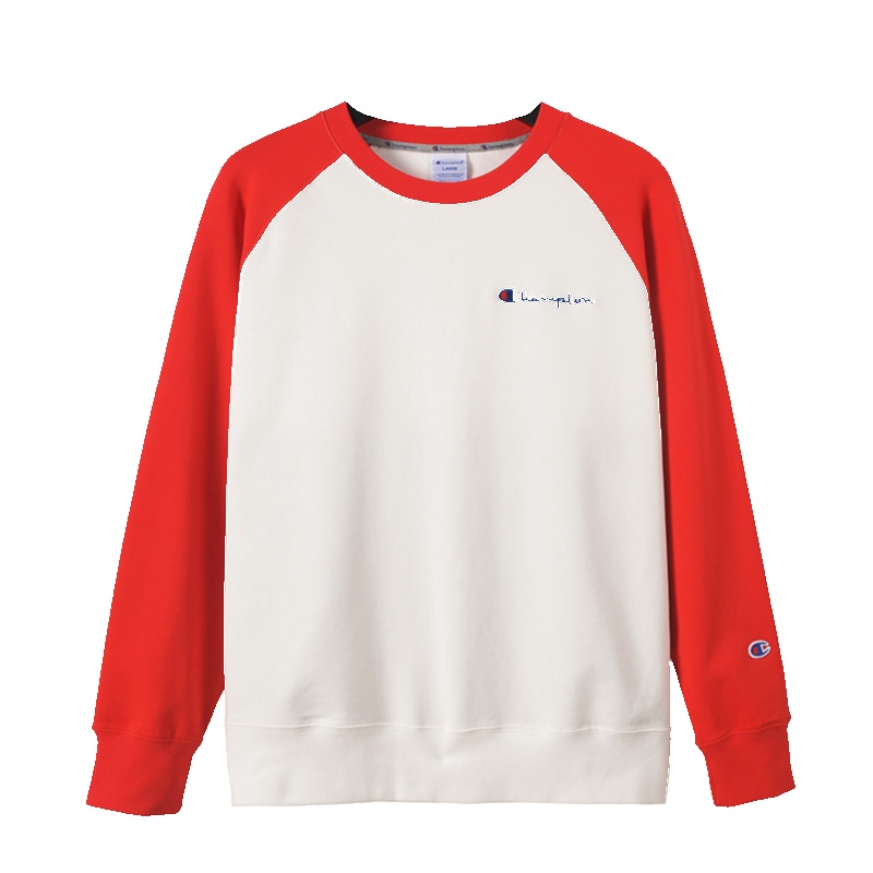 Champion 冠军春装情侣圆领卫衣男女士草写刺绣长袖运动上衣 9045