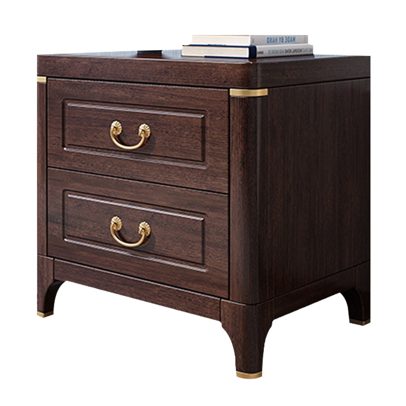 月影梳桐新中式紫金檀木实木床头柜主卧室配套红木家具两抽屉储物柜